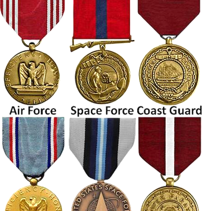 Medals Representing 6 Branches of the Armed Forces