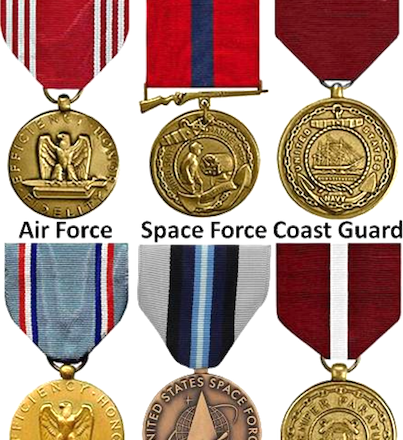Medals Representing 6 Branches of the Armed Forces