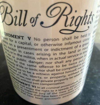 The Bill of Rights on a coffee cup
