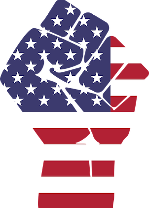 American flag in shape of a fist