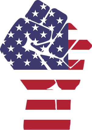 American flag in shape of a fist